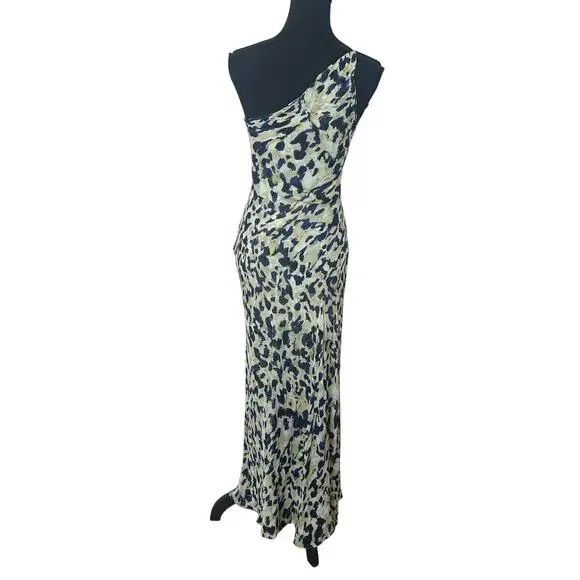 Shona Joy Abstract Chiffon Gown SIZE 4 One Shoulder Dress Formal Designer $480 - Picture 11 of 13